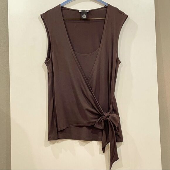 Faux Wrap Blouse, Brown, Carol Little, Size M - Picture 7 of 7